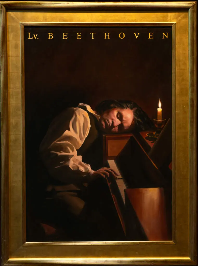 Beethoven testing his hearing on a pianoforte in the middle of the night